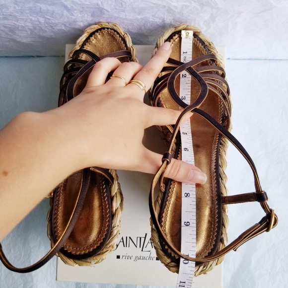 YSL Satin Straw Wedges - Picture 9 of 12